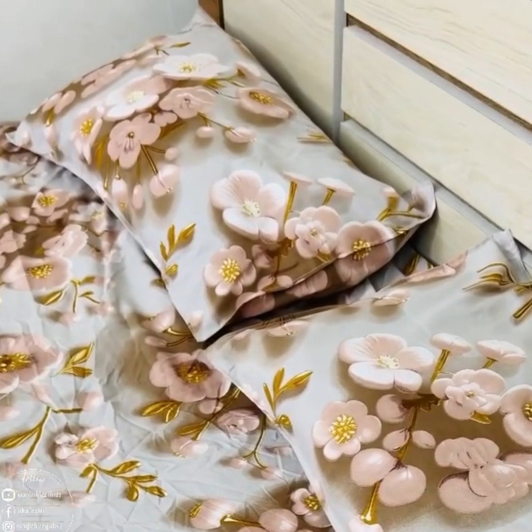 Premium Heavy Cotton 7D Print Elastic Fitted Floral Bedsheet