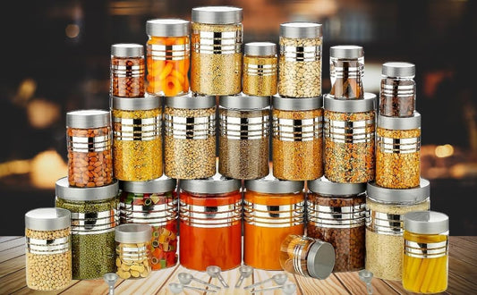 Durable 16-Piece Airtight Kitchen Storage Containers - Clear Plastic Set with Free Spoons in Various Sizes (1200ml, 650ml, 350ml, 250ml) Pack Of 16, Clear