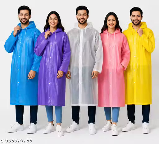 Reusable Long Raincoat Combo pack  (Pack Of 5)