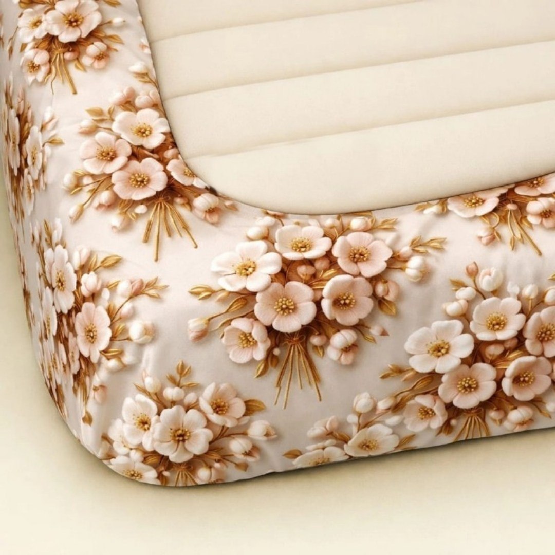 Premium Heavy Cotton 7D Print Elastic Fitted Floral Bedsheet