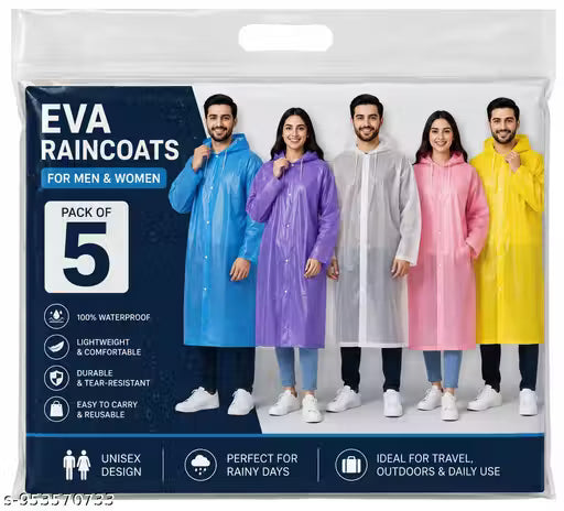 Reusable Long Raincoat Combo pack  (Pack Of 5)