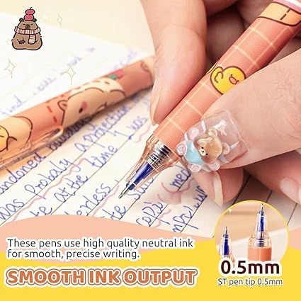 6Pcs Erasable Gel Pens with Rubber Eraser Cap Blue Ink