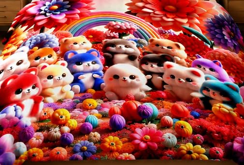 7D Printed Bedsheet | Premium Soft Double Bed Bedsheet Multi Teddy
