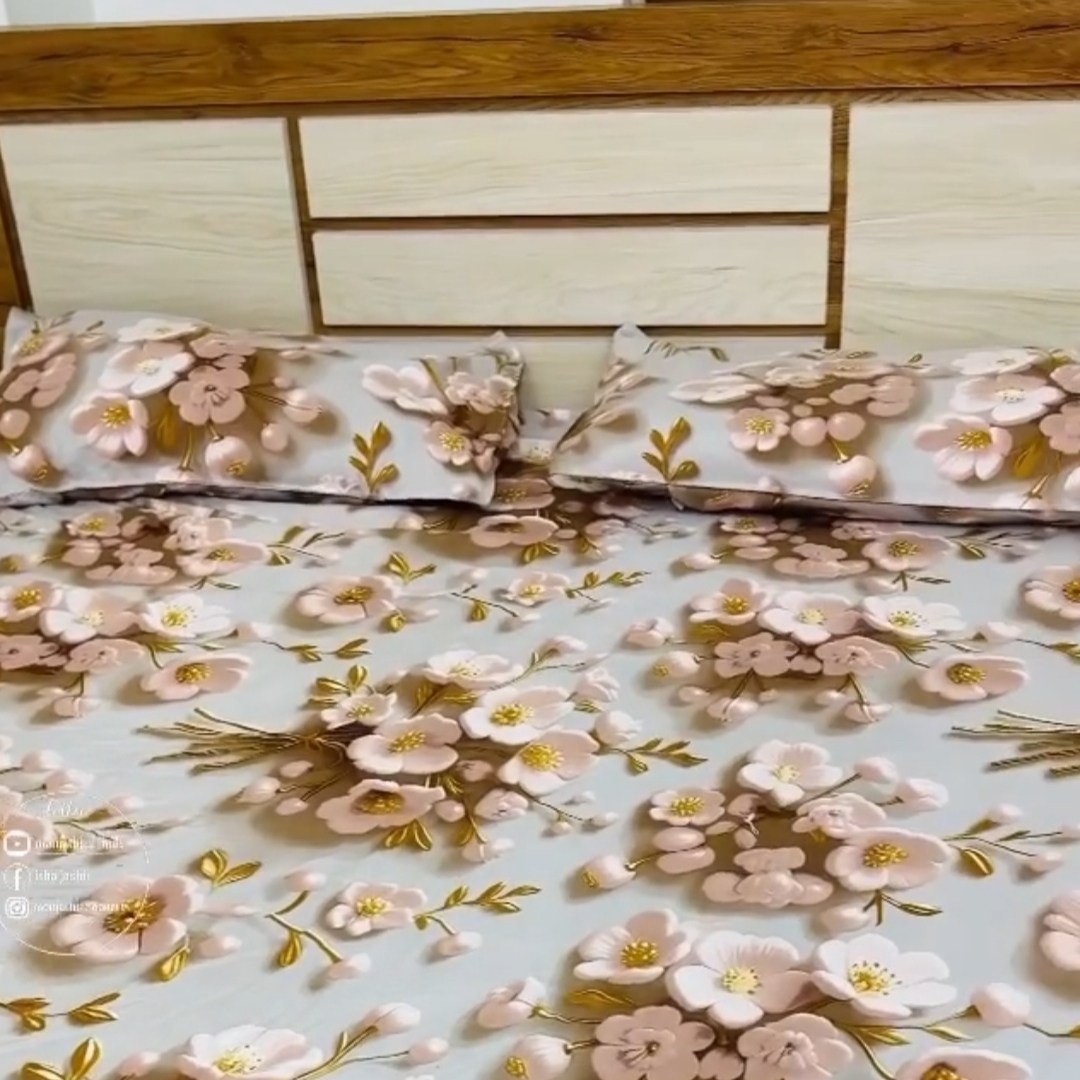 Premium Heavy Cotton 7D Print Elastic Fitted Floral Bedsheet