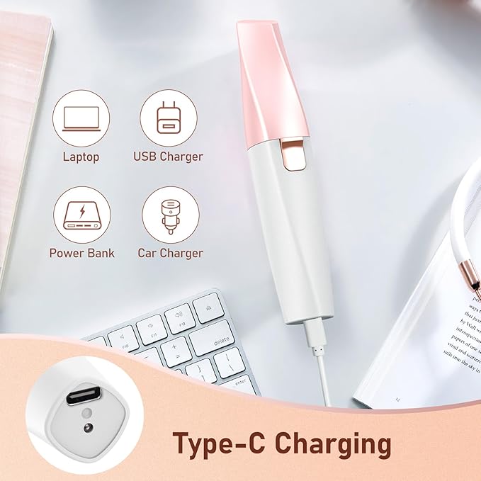 Facial Hair Remover for Women, Eyebrow Trimmer & Face Hair Remover 2 in 1 Face Shavers, Rechargable Eyebrows, Lips, Arms