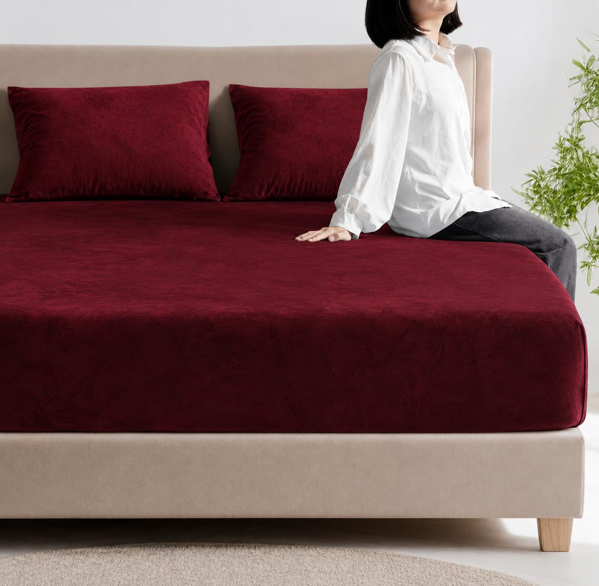 Winter Fitted Bedsheet | All Side Elastic Premium Winter Soft Velvet Furnishing Bed Sheet with 2 Big Pillow...